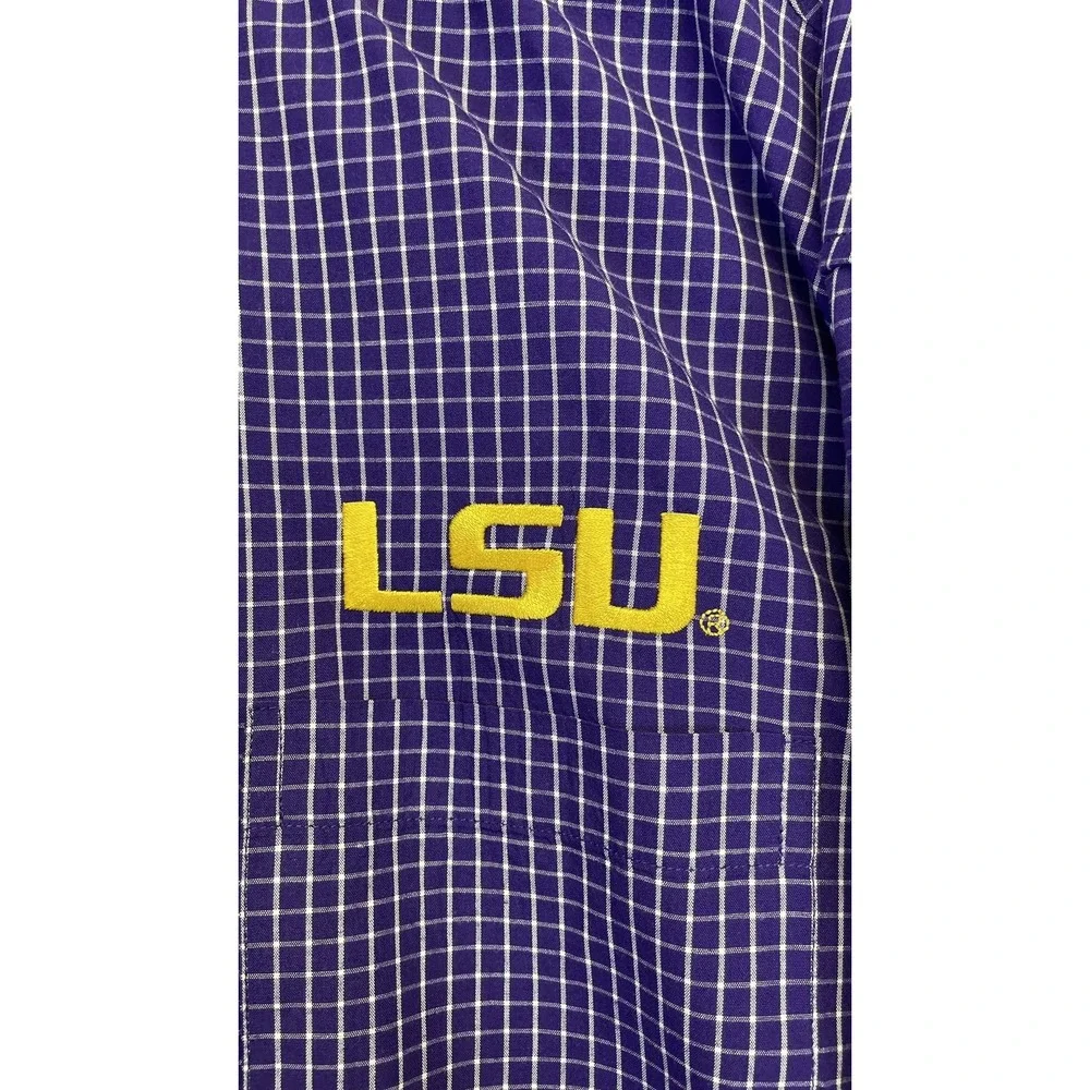 Louisiana State Tigers Shirt Mens XL Purple NCAA‎ Football Button Down Plaid LSU